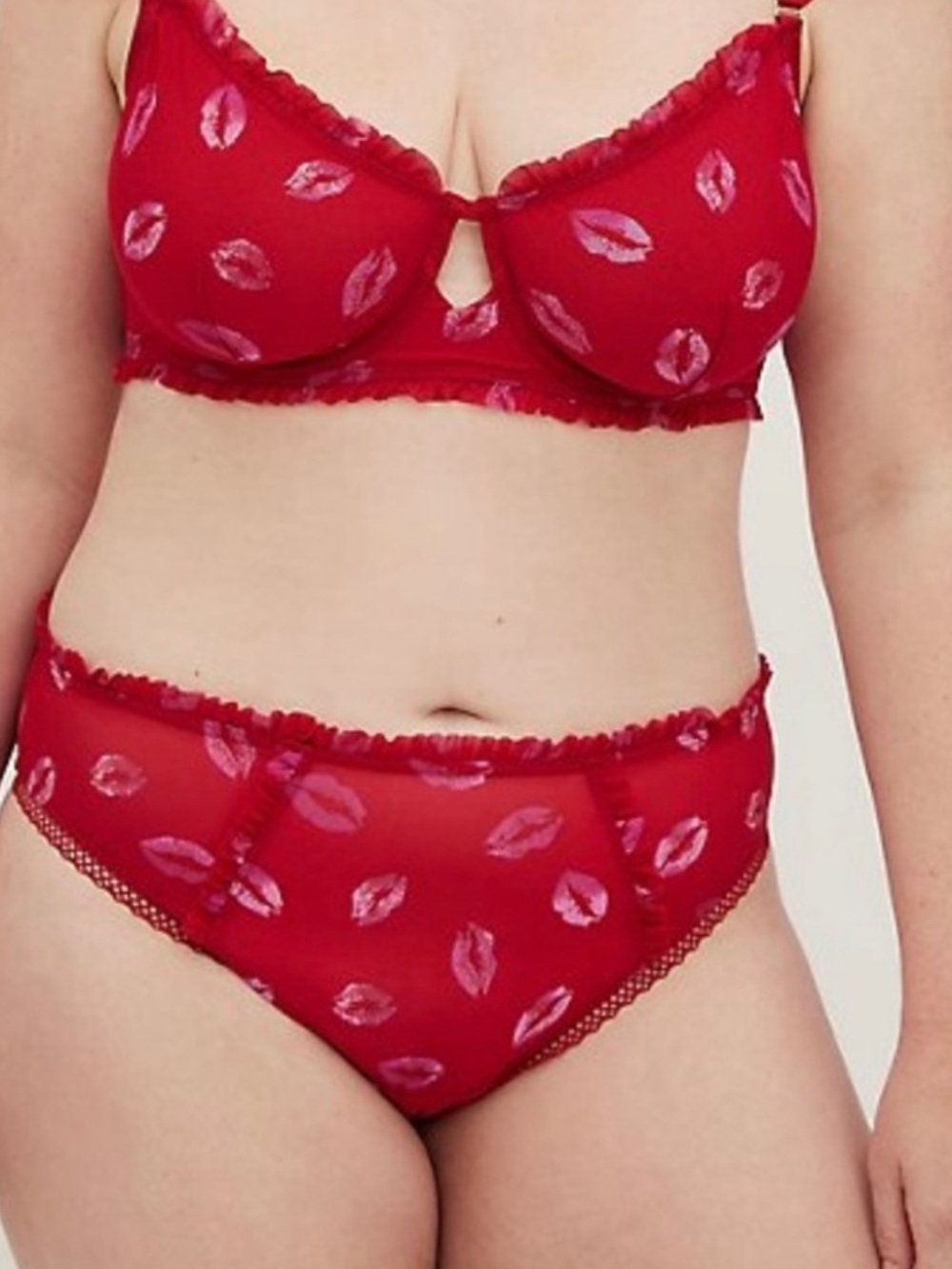 Torrid Curve Kiss-Print Underwire Bra & Panty Set in Red 1X NWOT